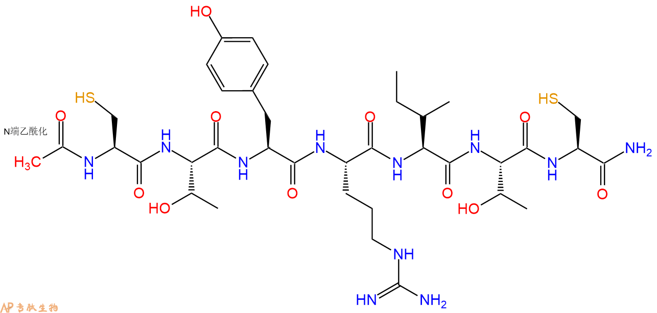 专肽生物产品Ac-Cys-Thr-Tyr-Arg-Ile-Thr-Cys-CONH2