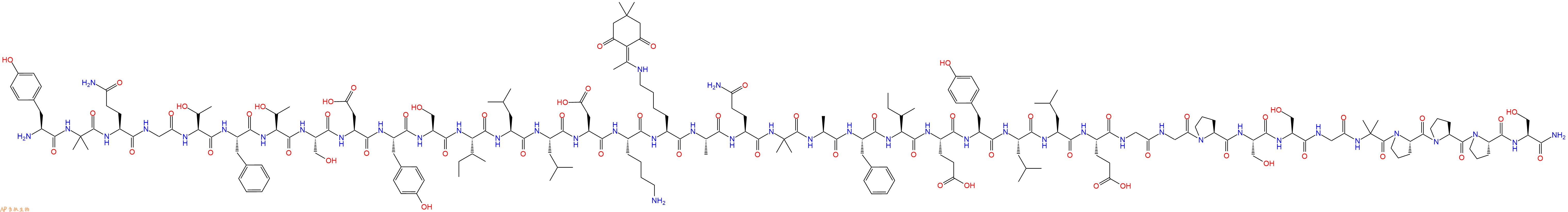 专肽生物产品H2N-Tyr-Aib-Gln-Gly-Thr-Phe-Thr-Ser-Asp-Tyr-Ser-Ile-Leu-Leu-Asp-Lys-Lys(Dde)-Ala-Gln-Aib-Ala-Phe-Ile-Glu-Tyr-Leu-Leu-Glu-Gly-Gly-Pro-Ser-Ser-Gly-Aib-Pro-Pro-Pro-Ser-CONH2