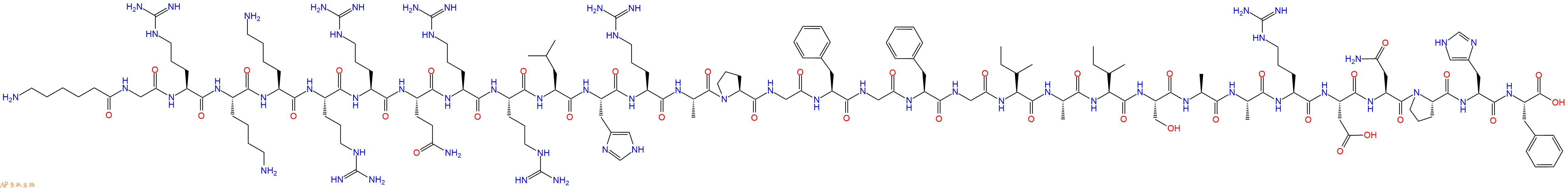 专肽生物产品H2N-Ahx-Gly-Arg-Lys-Lys-Arg-Arg-Gln-Arg-Arg-Leu-His-Arg-Ala-Pro-Gly-Phe-Gly-Phe-Gly-Ile-Ala-Ile-Ser-Ala-Ala-Arg-Asp-Asn-Pro-His-Phe-OH