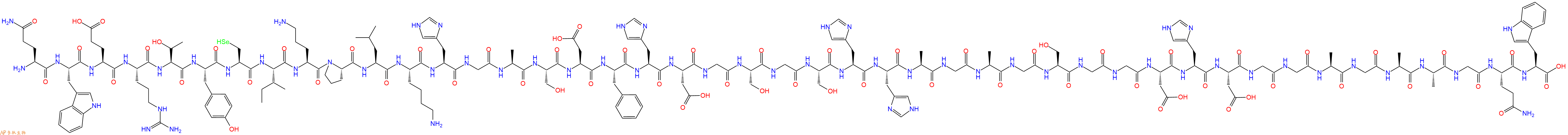 专肽生物产品H2N-Gln-Trp-Glu-Arg-Thr-Tyr-Sec-Ile-Orn-Pro-Leu-Lys-His-Gly-Ala-Ser-Asp-Phe-His-Asp-Gly-Ser-Gly-Ser-His-His-Ala-Gly-Ala-Gly-Ser-Gly-Gly-Asp-His-Asp-Gly-Gly-Ala-Gly-Ala-Ala-Gly-Gln-Trp-OH