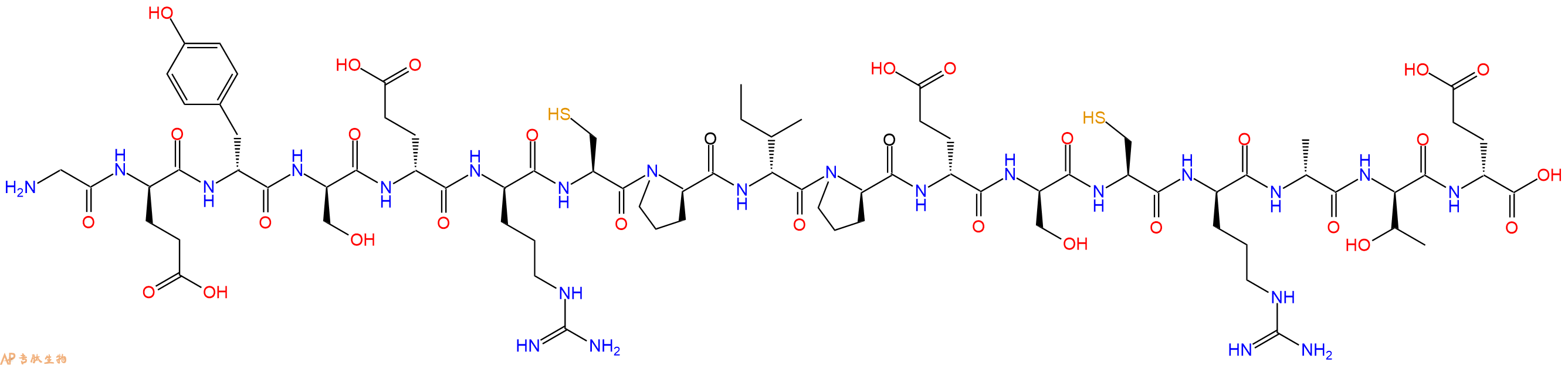 专肽生物产品H2N-Gly-DGlu-DTyr-DSer-DGlu-DArg-Cys-DPro-DIle-DPro-DGlu-DSer-Cys-DArg-DAla-DThr-DGlu-OH