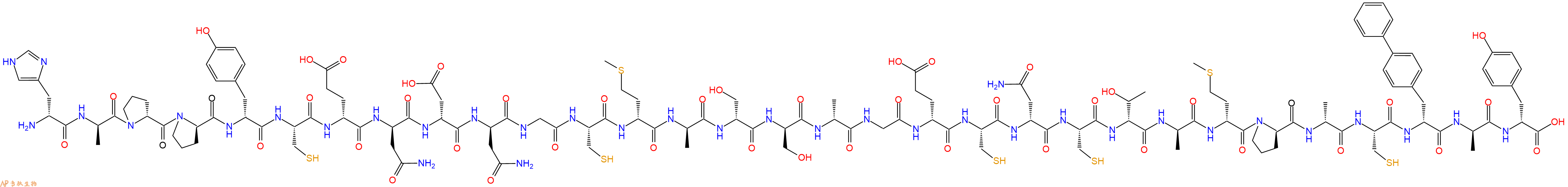 专肽生物产品H2N-DHis-DAla-DPro-DPro-DTyr-Cys-DGlu-DAsn-DAsp-DAsn-Gly-Cys-DMet-DAla-DSer-DSer-DAla-Gly-DGlu-Cys-DAsn-Cys-DThr-DAla-DMet-DPro-DAla-Cys-DBip-DAla-DTyr-OH