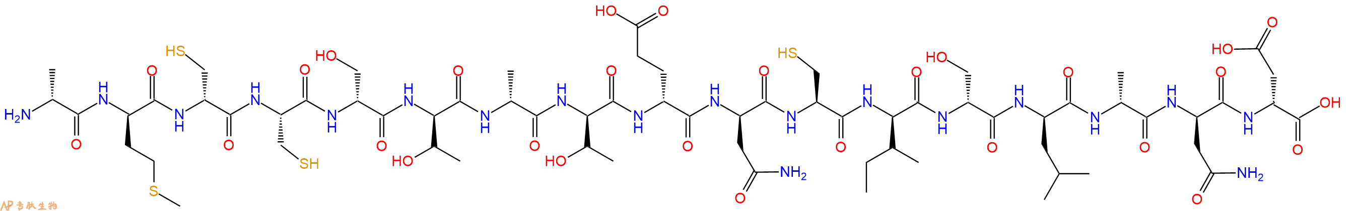专肽生物产品H2N-DAla-DMet-DCys-Cys-DSer-DThr-DAla-DThr-DGlu-DAsn-Cys-DIle-DSer-DLeu-DAla-DAsn-DAsp-OH