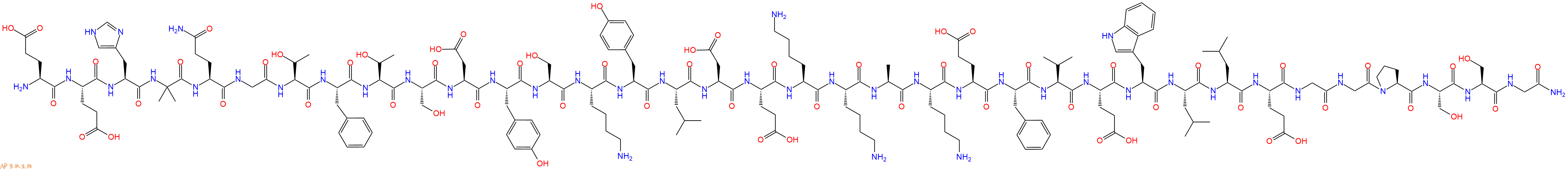 专肽生物产品H2N-Glu-Glu-His-Aib-Gln-Gly-Thr-Phe-Thr-Ser-Asp-Tyr-Ser-Lys-Tyr-Leu-Asp-Glu-Lys-Lys-Ala-Lys-Glu-Phe-Val-Glu-Trp-Leu-Leu-Glu-Gly-Gly-Pro-Ser-Ser-Gly-CONH2
