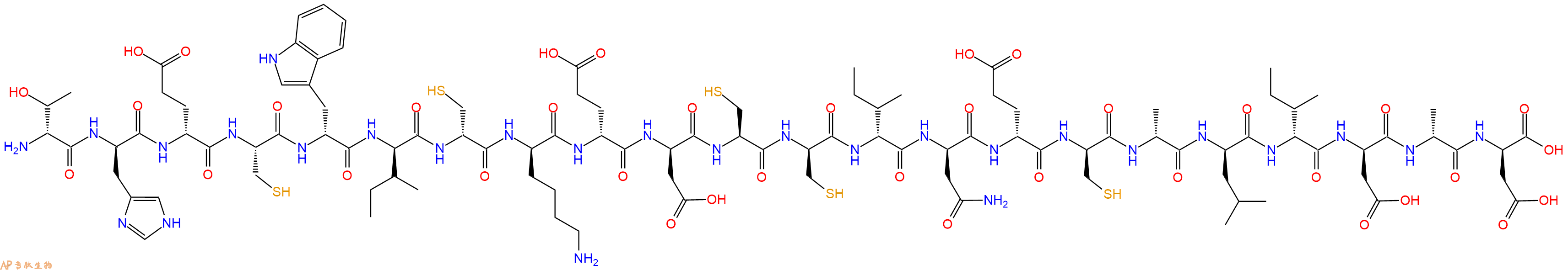 专肽生物产品H2N-DThr-DHis-DGlu-Cys-DTrp-DIle-DCys-DLys-DGlu-DAsp-Cys-DCys-DIle-DAsn-DGlu-DCys-DAla-DLeu-DIle-DAsp-DAla-DAsp-OH