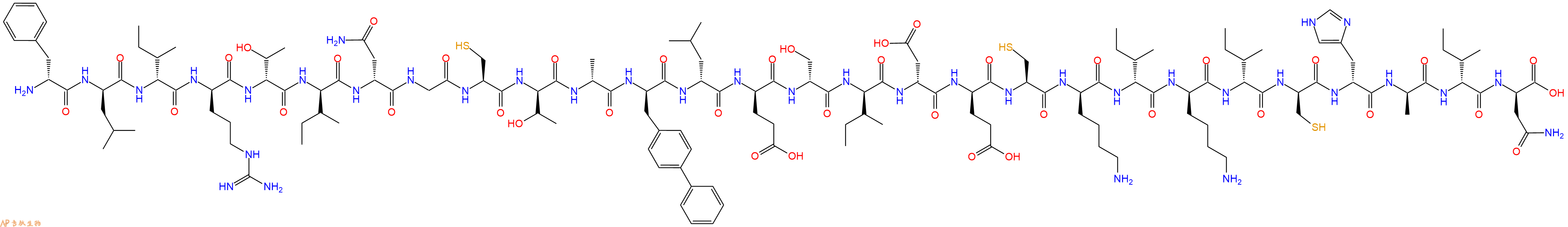 专肽生物产品H2N-DPhe-DLeu-DIle-DArg-DThr-DIle-DAsn-Gly-Cys-DThr-DAla-DBip-DLeu-DGlu-DSer-DIle-DAsp-DGlu-Cys-DLys-DIle-DLys-DIle-DCys-DHis-DAla-DIle-DAsn-OH