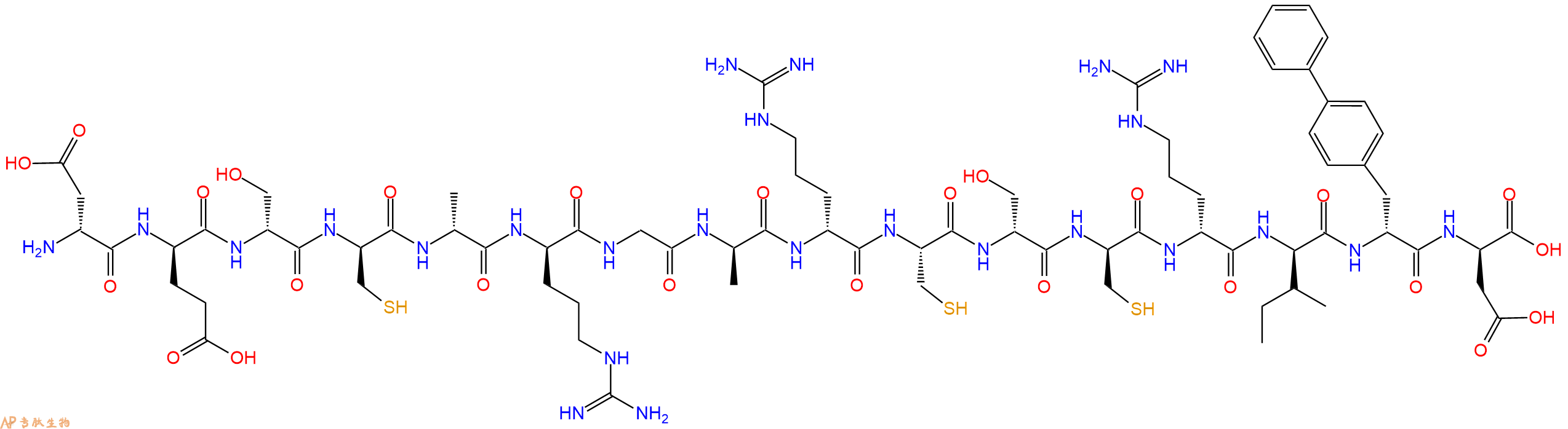专肽生物产品H2N-DAsp-DGlu-DSer-DCys-DAla-DArg-Gly-DAla-DArg-Cys-DSer-DCys-DArg-DIle-DBip-DAsp-OH