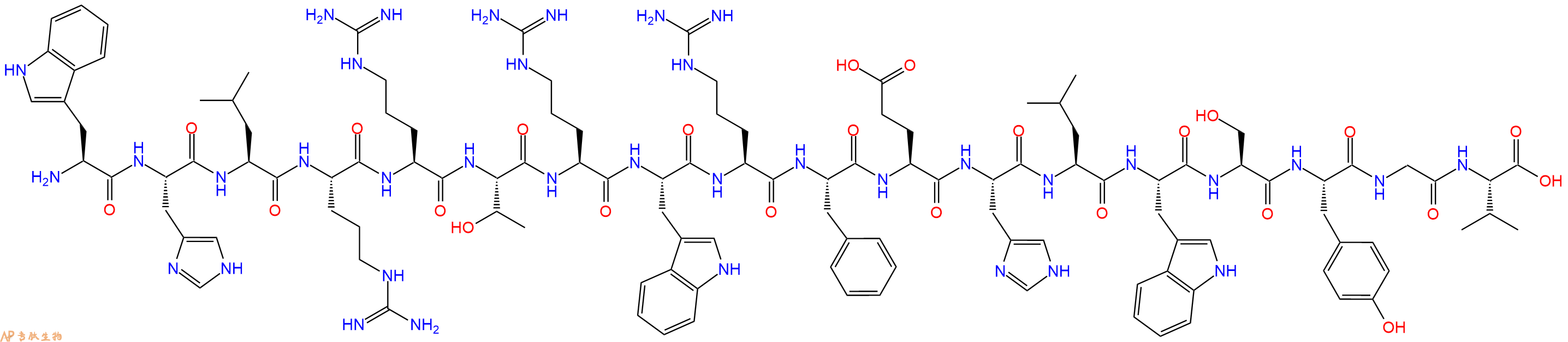 专肽生物产品H2N-Trp-His-Leu-Arg-Arg-Thr-Arg-Trp-Arg-Phe-Glu-His-Leu-Trp-Ser-Tyr-Gly-Val-OH