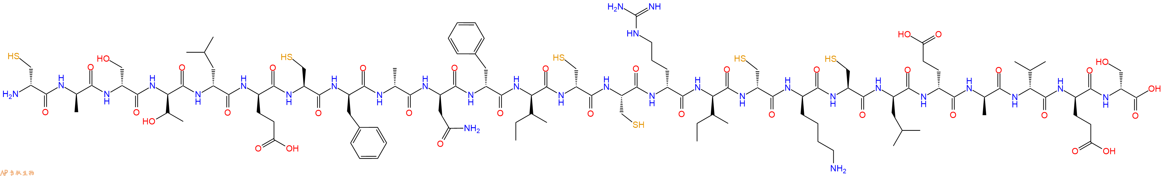 专肽生物产品H2N-DCys-DAla-DSer-DThr-DLeu-DGlu-Cys-DPhe-DAla-DAsn-DPhe-DIle-DCys-Cys-DArg-DIle-DCys-DLys-Cys-DLeu-DGlu-DAla-DVal-DGlu-DSer-OH