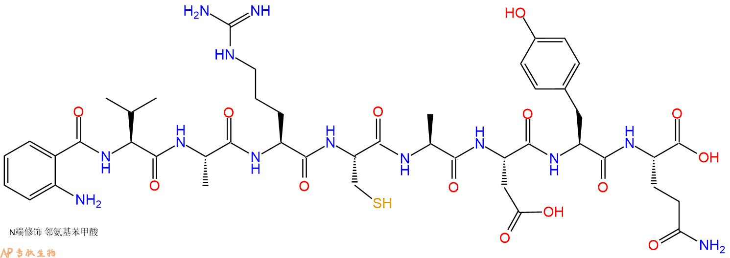 专肽生物产品Abz-Val-Ala-Arg-Cys-Ala-Asp-Tyr-Gln-OH