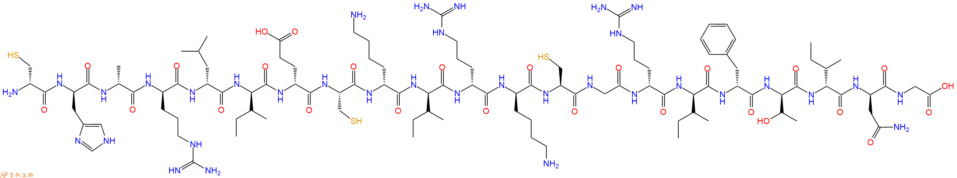 专肽生物产品H2N-DCys-DHis-DAla-DArg-DLeu-DIle-DGlu-Cys-DLys-DIle-DArg-DLys-Cys-Gly-DArg-DIle-DPhe-DThr-DIle-DAsn-Gly-OH
