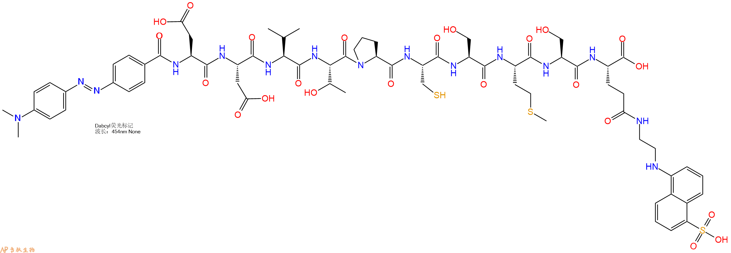 专肽生物产品DABCYL-Asp-Asp-Val-Thr-Pro-Cys-Ser-Met-Ser-Glu(Edans)-OH