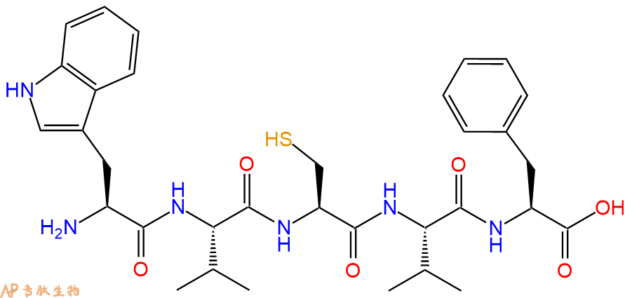 专肽生物产品H2N-Trp-Val-Cys-Val-Phe-OH