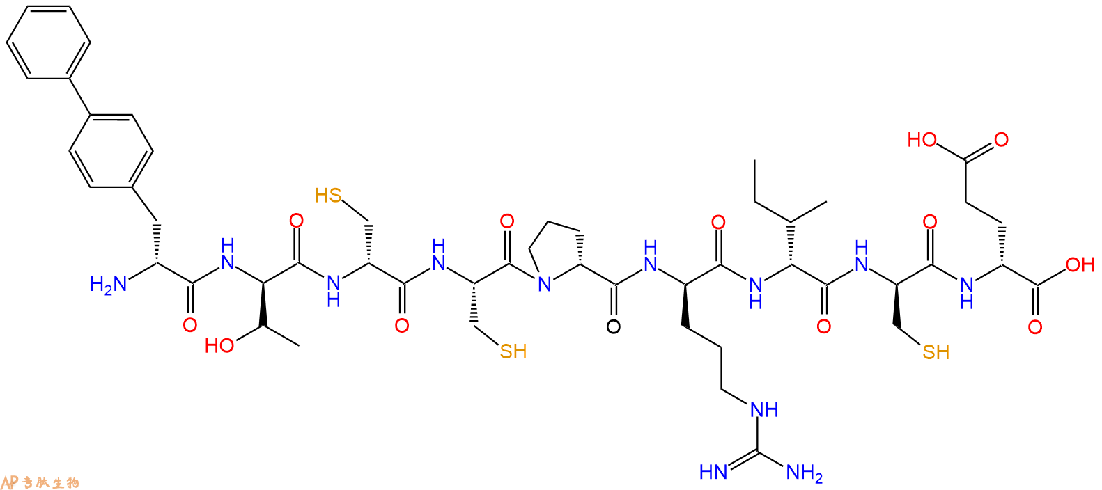 专肽生物产品H2N-DBip-DThr-DCys-Cys-DPro-DArg-DIle-DCys-DGlu-OH