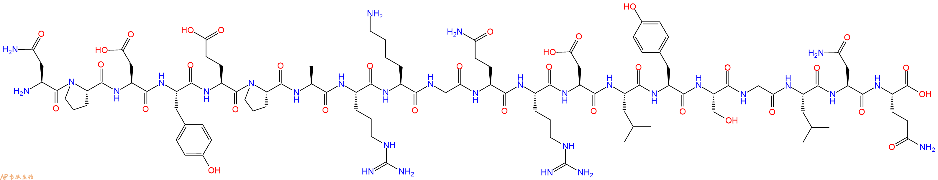 专肽生物产品H2N-Asn-Pro-Asp-Tyr-Glu-Pro-Ala-Arg-Lys-Gly-Gln-Arg-Asp-Leu-Tyr-Ser-Gly-Leu-Asn-Gln-OH