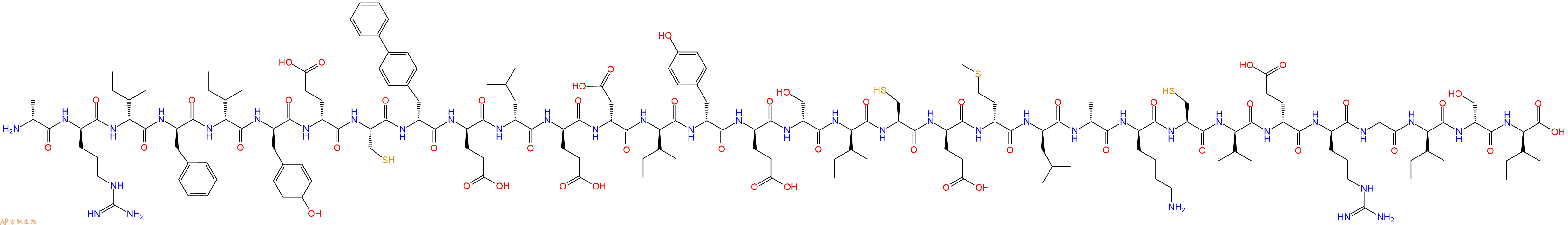 专肽生物产品H2N-DAla-DArg-DIle-DPhe-DIle-DTyr-DGlu-Cys-DBip-DGlu-DLeu-DGlu-DAsp-DIle-DTyr-DGlu-DSer-DIle-Cys-DGlu-DMet-DLeu-DAla-DLys-Cys-DVal-DGlu-DArg-Gly-DIle-DSer-DIle-OH