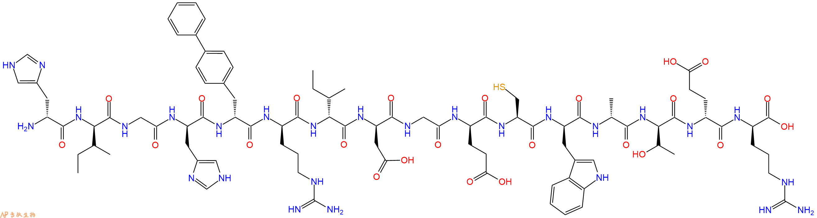 专肽生物产品H2N-DHis-DIle-Gly-DHis-DBip-DArg-DIle-DAsp-Gly-DGlu-Cys-DTrp-DAla-DThr-DGlu-DArg-OH