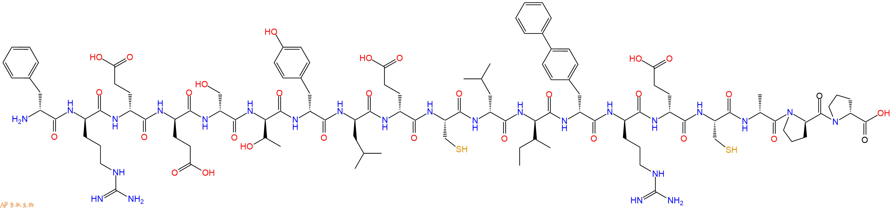 专肽生物产品H2N-DPhe-DArg-DGlu-DGlu-DSer-DThr-DTyr-DLeu-DGlu-Cys-DLeu-DIle-DBip-DArg-DGlu-Cys-DAla-DPro-DPro-OH