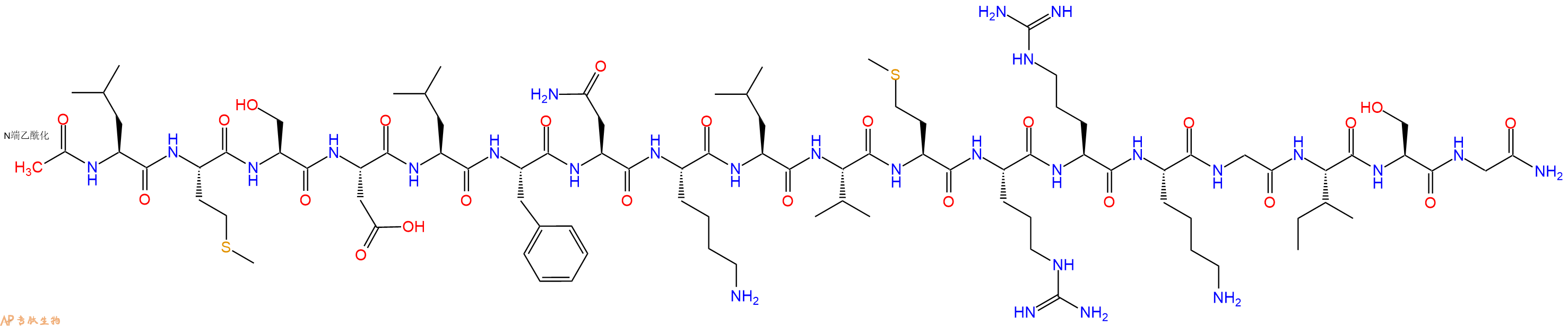 专肽生物产品Ac-Leu-Met-Ser-Asp-Leu-Phe-Asn-Lys-Leu-Val-Met-Arg-Arg-Lys-Gly-Ile-Ser-Gly-CONH2