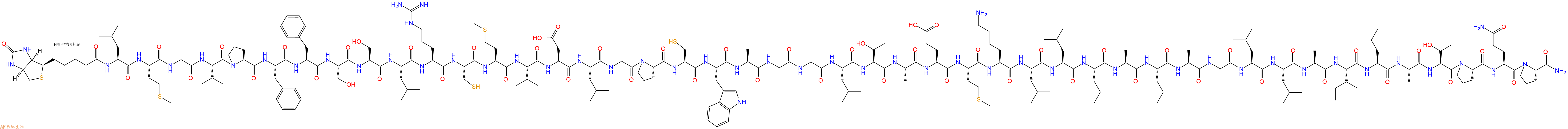 专肽生物产品Biotinyl-Leu-Met-Gly-Val-Pro-Phe-Phe-Ser-Ser-Leu-Arg-Cys-Met-Val-Asp-Leu-Gly-Pro-Cys-Trp-Ala-Gly-Gly-Leu-Thr-Ala-Glu-Met-Lys-Leu-Leu-Leu-Ala-Leu-Ala-Gly-Leu-Leu-Ala-Ile-Leu-Ala-Thr-Pro-Gln-Pro-CONH2