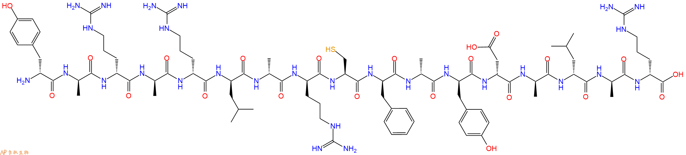 专肽生物产品H2N-DTyr-DAla-DArg-DAla-DArg-DLeu-DAla-DArg-Cys-DPhe-DAla-DTyr-DAsp-DAla-DLeu-DAla-DArg-OH