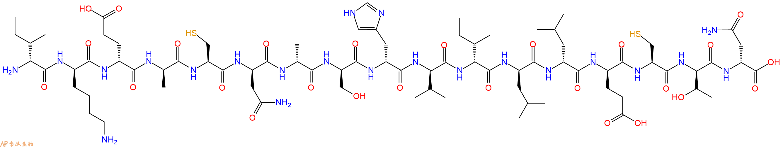 专肽生物产品H2N-DIle-DLys-DGlu-DAla-Cys-DAsn-DAla-DSer-DHis-DVal-DIle-DLeu-DLeu-DGlu-Cys-DThr-DAsn-OH