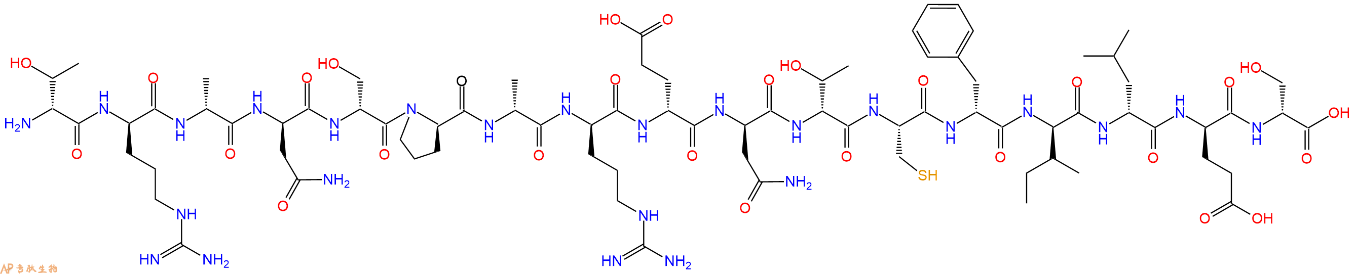 专肽生物产品H2N-DThr-DArg-DAla-DAsn-DSer-DPro-DAla-DArg-DGlu-DAsn-DThr-Cys-DPhe-DIle-DLeu-DGlu-DSer-OH