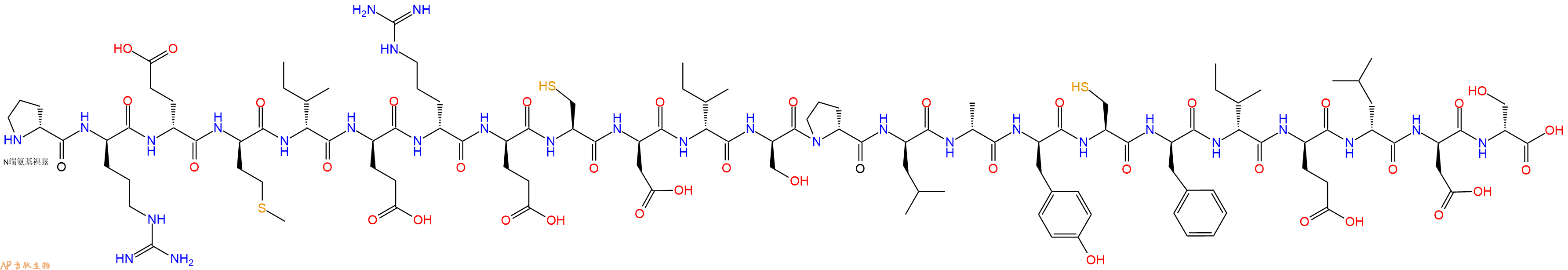 专肽生物产品H2N-DPro-DArg-DGlu-DMet-DIle-DGlu-DArg-DGlu-Cys-DAsp-DIle-DSer-DPro-DLeu-DAla-DTyr-Cys-DPhe-DIle-DGlu-DLeu-DAsp-DSer-OH