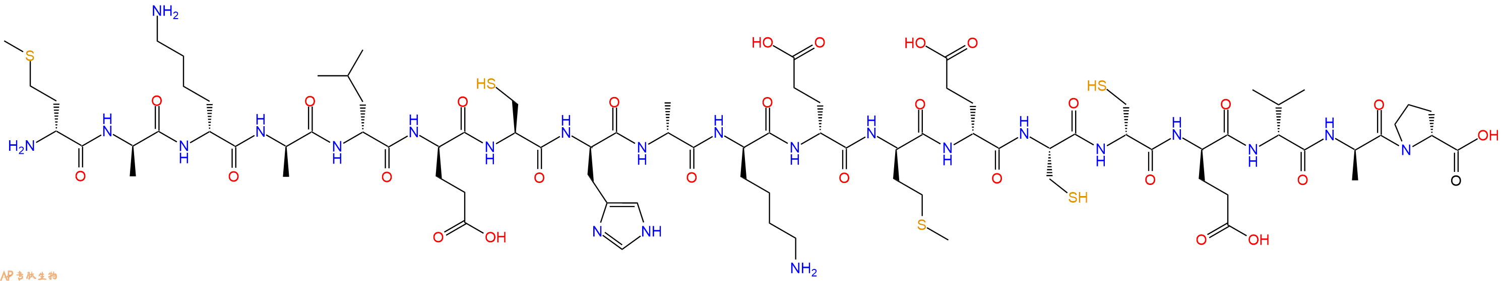 专肽生物产品H2N-DMet-DAla-DLys-DAla-DLeu-DGlu-Cys-DHis-DAla-DLys-DGlu-DMet-DGlu-Cys-DCys-DGlu-DVal-DAla-DPro-OH