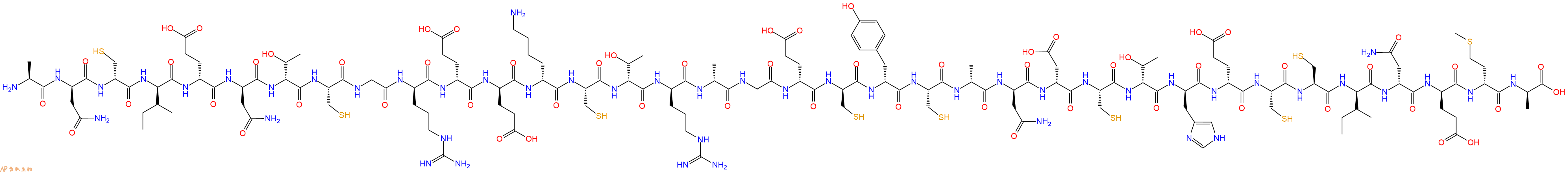 专肽生物产品H2N-Ala-DAsn-DCys-DIle-DGlu-DAsn-DThr-Cys-Gly-DArg-DGlu-DGlu-DLys-Cys-DThr-DArg-DAla-Gly-DGlu-DCys-DTyr-Cys-DAla-DAsn-DAsp-Cys-DThr-DHis-DGlu-Cys-Cys-DIle-DAsn-DGlu-DMet-DAla-OH