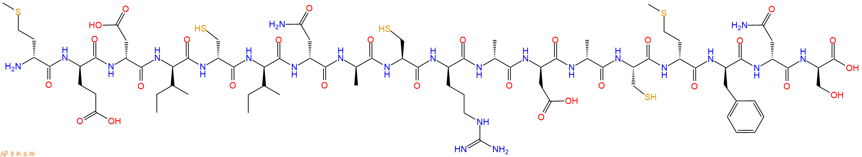 专肽生物产品H2N-DMet-DGlu-DAsp-DIle-DCys-DIle-DAsn-DAla-Cys-DArg-DAla-DAsp-DAla-Cys-DMet-DPhe-DAsn-DSer-OH