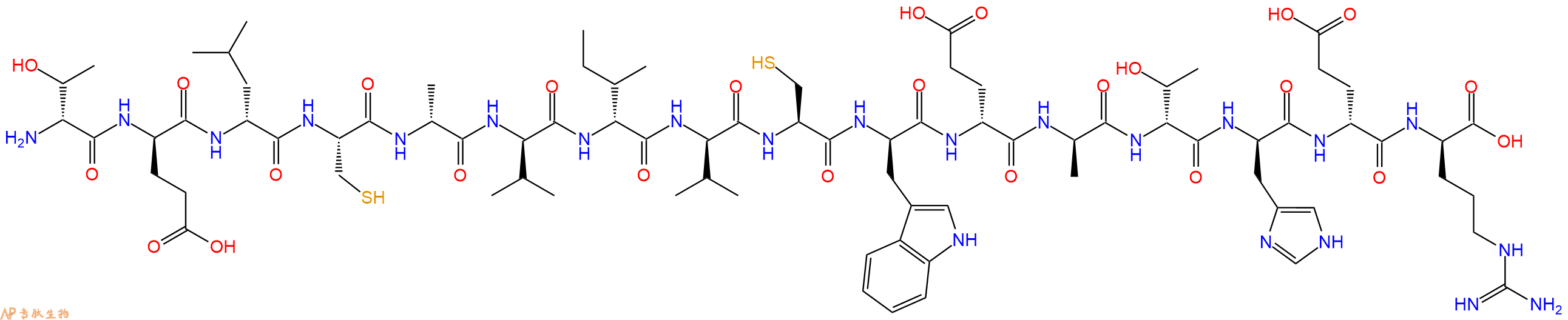 专肽生物产品H2N-DThr-DGlu-DLeu-Cys-DAla-DVal-DIle-DVal-Cys-DTrp-DGlu-DAla-DThr-DHis-DGlu-DArg-OH