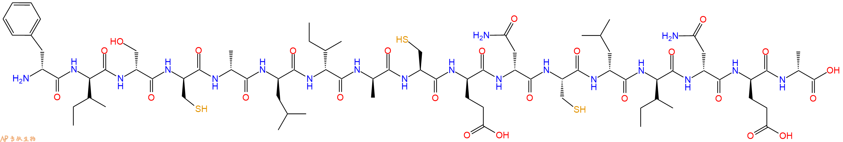 专肽生物产品H2N-DPhe-DIle-DSer-DCys-DAla-DLeu-DIle-DAla-Cys-DGlu-DAsn-Cys-DLeu-DIle-DAsn-DGlu-DAla-OH
