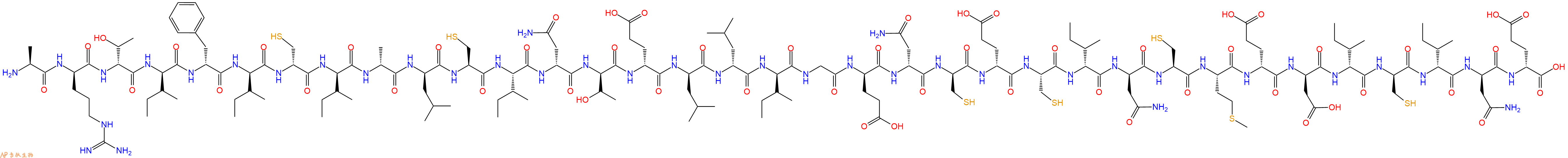 专肽生物产品H2N-Ala-DArg-DThr-DIle-DPhe-DIle-DCys-DIle-DAla-DLeu-Cys-Ile-DAsn-DThr-DGlu-DLeu-DLeu-DIle-Gly-DGlu-DAsn-DCys-DGlu-Cys-DIle-DAsn-Cys-Met-DGlu-DAsp-DIle-DCys-DIle-DAsn-DGlu-OH
