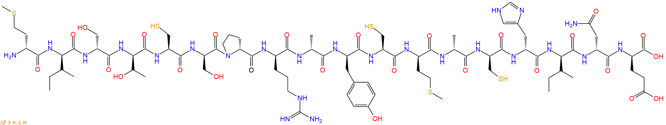 专肽生物产品H2N-DMet-DIle-DSer-DThr-Cys-DSer-DPro-DArg-DAla-DTyr-Cys-DMet-DAla-DCys-DHis-DIle-DAsn-DGlu-OH