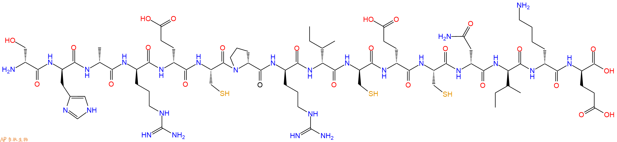 专肽生物产品H2N-DSer-DHis-DAla-DArg-DGlu-Cys-DPro-DArg-DIle-DCys-DGlu-Cys-DAsn-DIle-DLys-DGlu-OH
