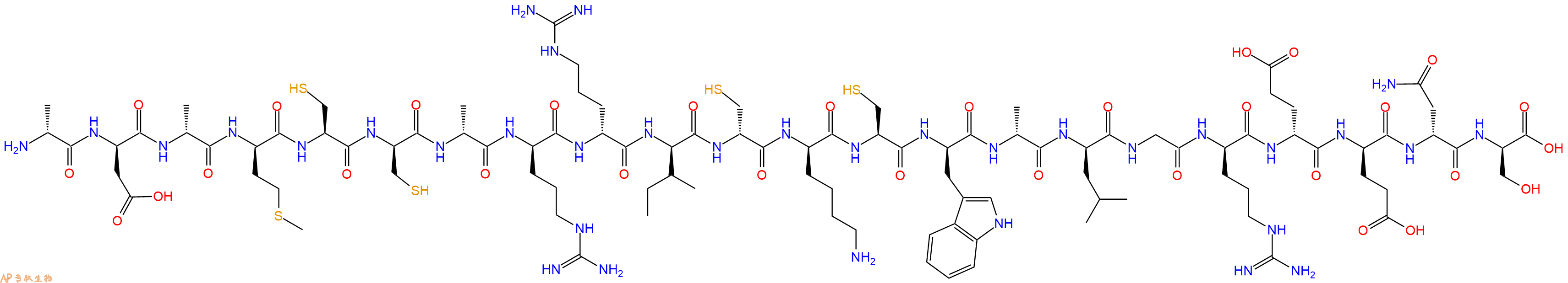 专肽生物产品H2N-DAla-DAsp-DAla-DMet-Cys-DCys-DAla-DArg-DArg-DIle-DCys-DLys-Cys-DTrp-DAla-DLeu-Gly-DArg-DGlu-DGlu-DAsn-DSer-OH