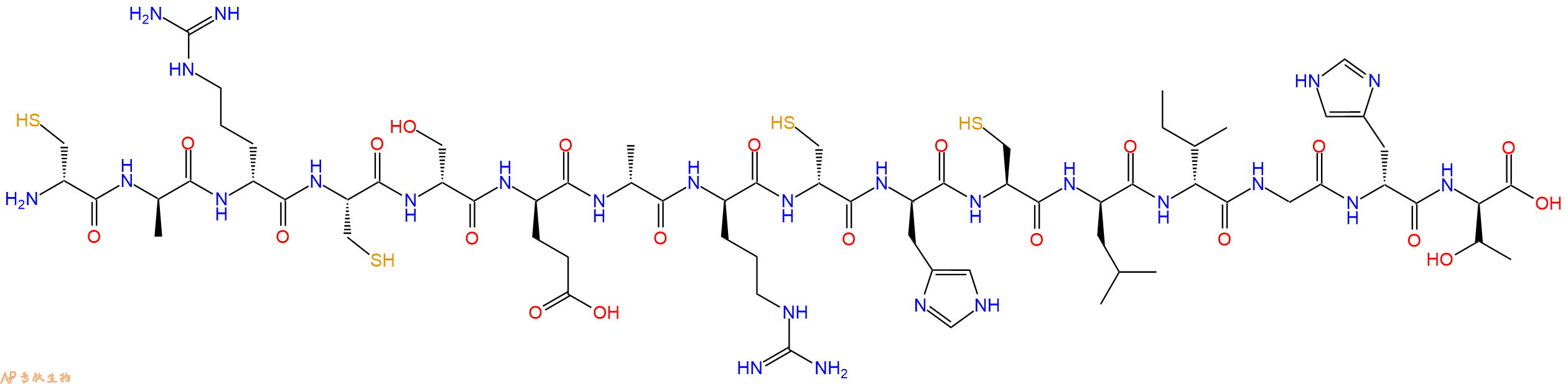 专肽生物产品H2N-DCys-DAla-DArg-Cys-DSer-DGlu-DAla-DArg-DCys-DHis-Cys-DLeu-DIle-Gly-DHis-DThr-OH