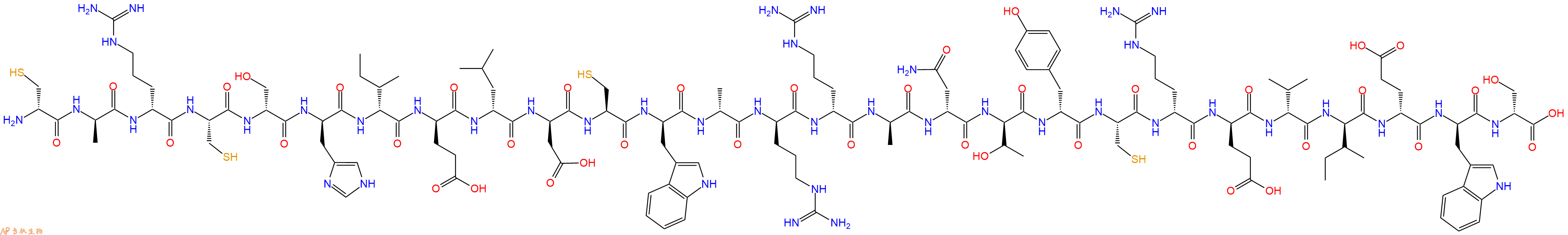专肽生物产品H2N-DCys-DAla-DArg-Cys-DSer-DHis-DIle-DGlu-DLeu-DAsp-Cys-DTrp-DAla-DArg-DArg-DAla-DAsn-DThr-DTyr-Cys-DArg-DGlu-DVal-DIle-DGlu-DTrp-DSer-OH