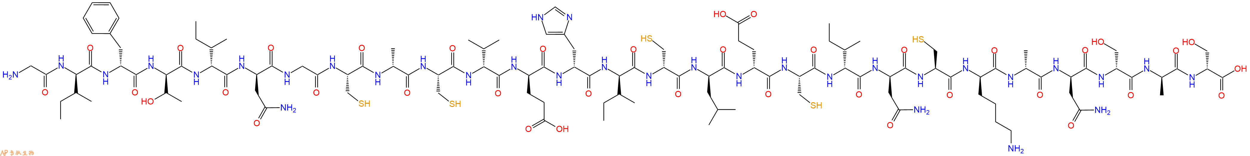 专肽生物产品H2N-Gly-DIle-DPhe-DThr-DIle-DAsn-Gly-Cys-DAla-Cys-DVal-DGlu-DHis-DIle-DCys-DLeu-DGlu-Cys-DIle-DAsn-Cys-DLys-DAla-DAsn-DSer-DAla-DSer-OH