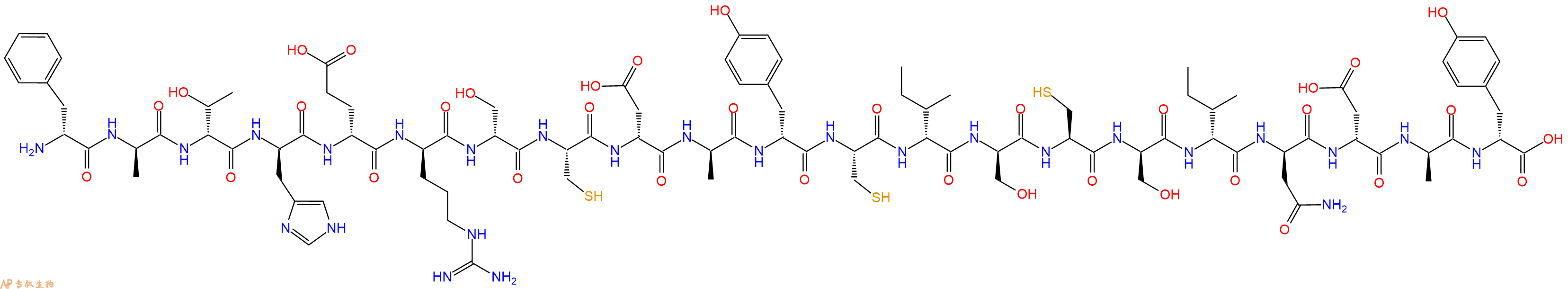 专肽生物产品H2N-DPhe-DAla-DThr-DHis-DGlu-DArg-DSer-Cys-DAsp-DAla-DTyr-Cys-DIle-DSer-Cys-DSer-DIle-DAsn-DAsp-DAla-DTyr-OH