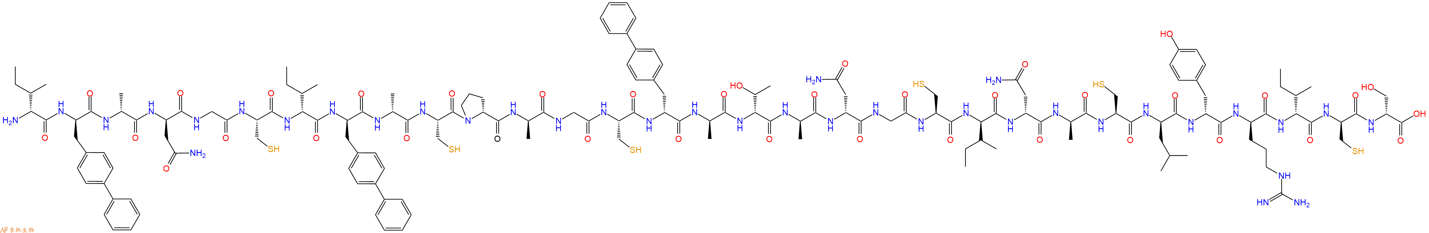 专肽生物产品H2N-DIle-DBip-DAla-DAsn-Gly-Cys-DIle-DBip-DAla-Cys-DPro-DAla-Gly-Cys-DBip-DAla-DThr-DAla-DAsn-Gly-Cys-DIle-DAsn-DAla-Cys-DLeu-DTyr-DArg-DIle-DCys-DSer-OH