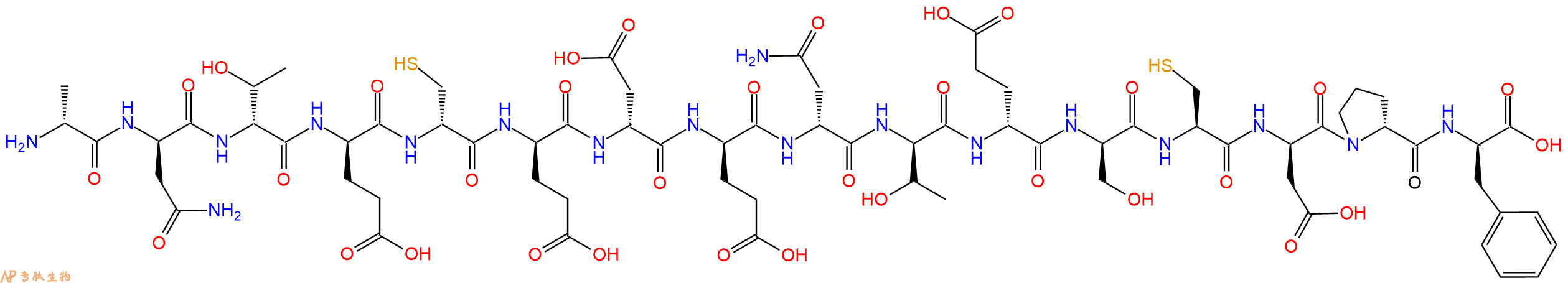 专肽生物产品H2N-DAla-DAsn-DThr-DGlu-DCys-DGlu-DAsp-DGlu-DAsn-DThr-DGlu-DSer-Cys-DAsp-DPro-DPhe-OH