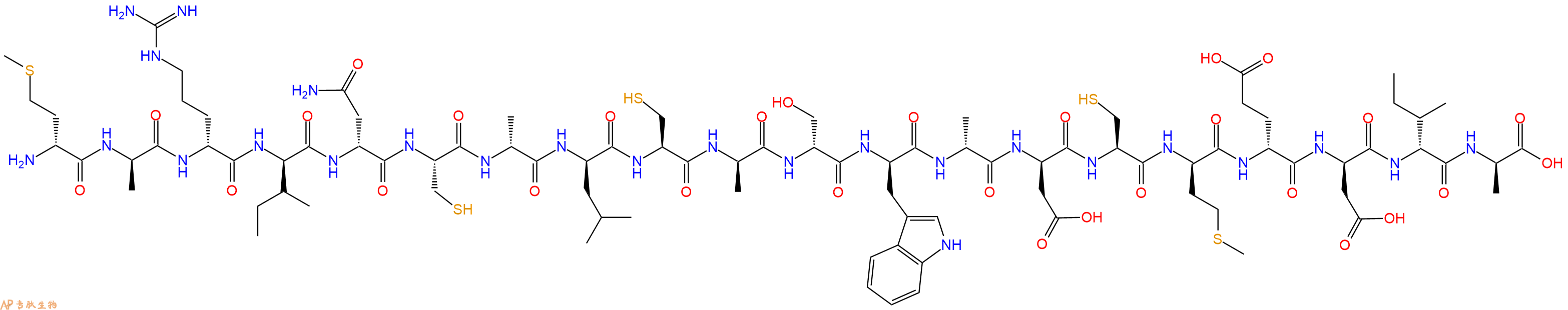 专肽生物产品H2N-DMet-DAla-DArg-DIle-DAsn-Cys-DAla-DLeu-Cys-DAla-DSer-DTrp-DAla-DAsp-Cys-DMet-DGlu-DAsp-DIle-DAla-OH