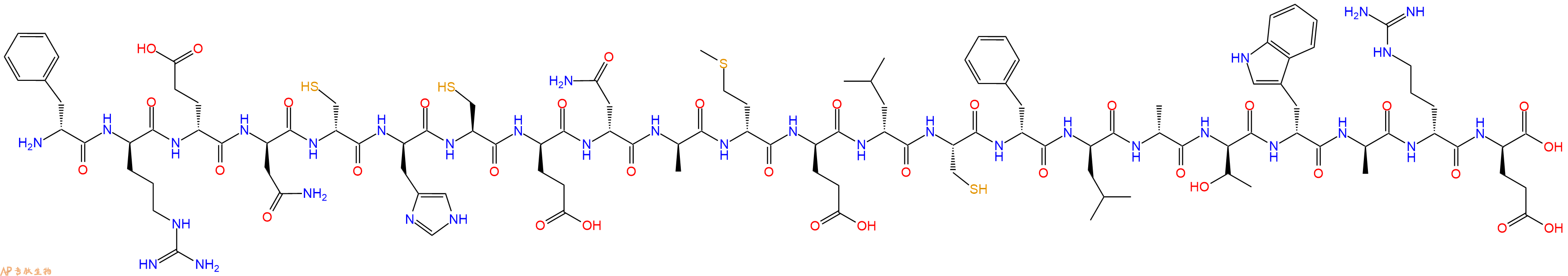 专肽生物产品H2N-DPhe-DArg-DGlu-DAsn-DCys-DHis-Cys-DGlu-DAsn-DAla-DMet-DGlu-DLeu-Cys-DPhe-DLeu-DAla-DThr-DTrp-DAla-DArg-DGlu-OH