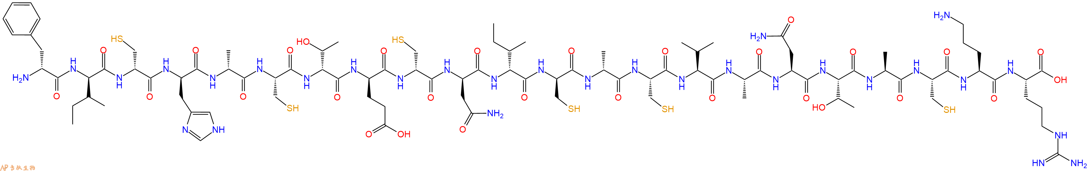专肽生物产品H2N-DPhe-DIle-DCys-DHis-DAla-Cys-DThr-DGlu-DCys-DAsn-DIle-DCys-DAla-Cys-Val-Ala-Asn-Thr-Ala-Cys-Orn-Arg-OH