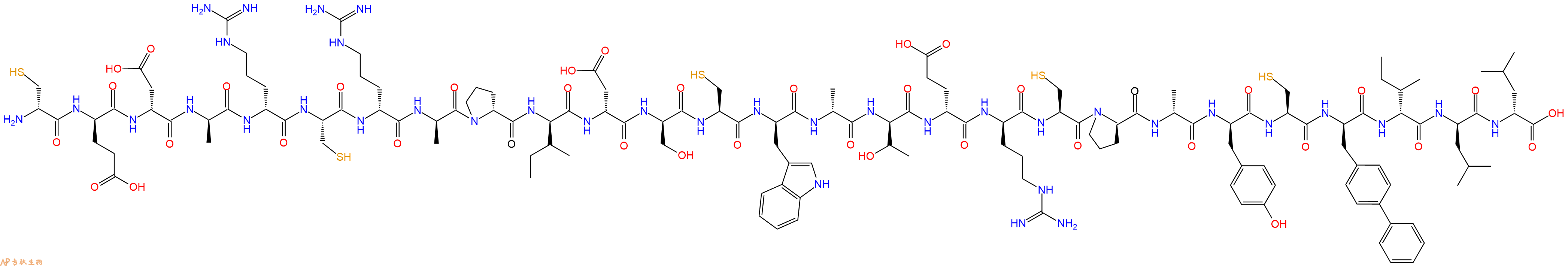 专肽生物产品H2N-DCys-DGlu-DAsp-DAla-DArg-Cys-DArg-DAla-DPro-DIle-DAsp-DSer-Cys-DTrp-DAla-DThr-DGlu-DArg-Cys-DPro-DAla-DTyr-Cys-DBip-DIle-DLeu-DLeu-OH