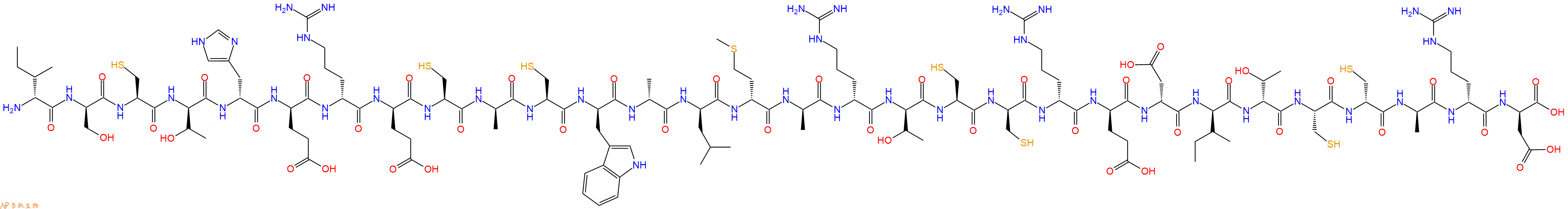 专肽生物产品H2N-DIle-DSer-Cys-DThr-DHis-DGlu-DArg-DGlu-Cys-DAla-Cys-DTrp-DAla-DLeu-DMet-DAla-DArg-DThr-Cys-DCys-DArg-DGlu-DAsp-DIle-DThr-Cys-DCys-DAla-DArg-DAsp-OH