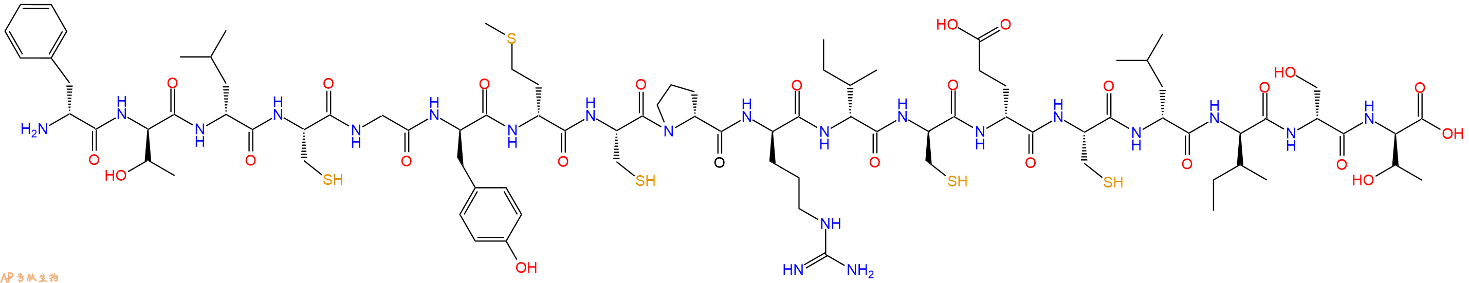 专肽生物产品H2N-DPhe-DThr-DLeu-Cys-Gly-DTyr-DMet-Cys-DPro-DArg-DIle-DCys-DGlu-Cys-DLeu-DIle-DSer-DThr-OH