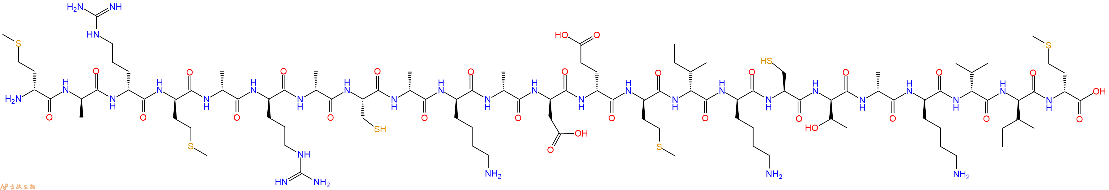 专肽生物产品H2N-DMet-DAla-DArg-DMet-DAla-DArg-DAla-Cys-DAla-DLys-DAla-DAsp-DGlu-DMet-DIle-DLys-Cys-DThr-DAla-DLys-DVal-DIle-DMet-OH